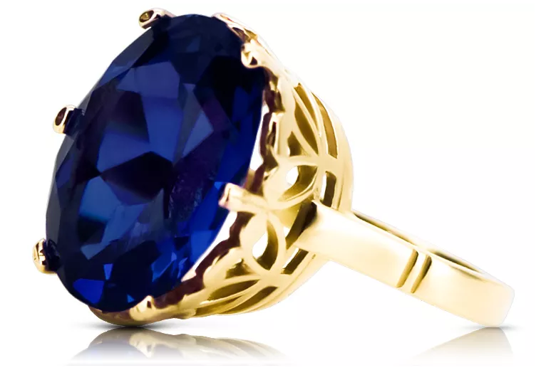 Zafiro Oro amarillo de 14 quilates Anillo Estilo vintage vrc130y